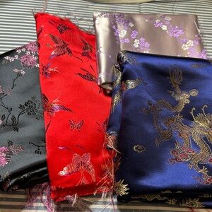 Lot of 4 satin Brocade Fabric pieces.